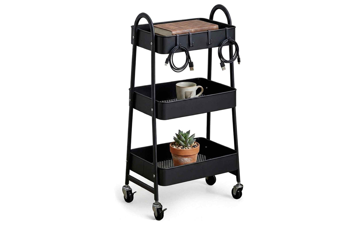 relaxdays Rollregal 44 x 80 x 32 cm, Schwarz