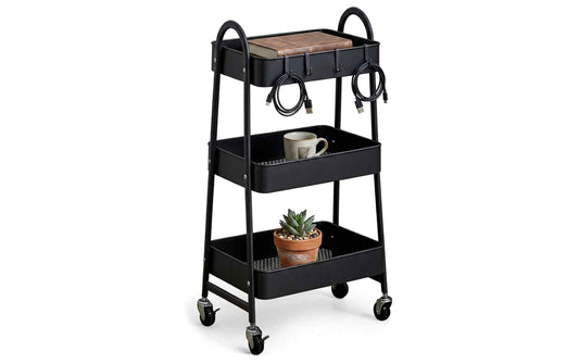 relaxdays Rollregal 44 x 80 x 32 cm, Schwarz