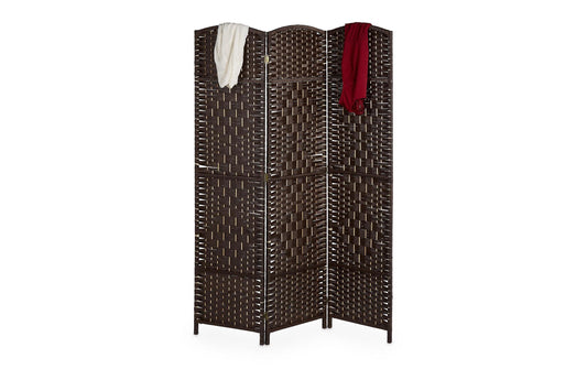 relaxdays Paravent Holz 120 × 170 cm Dunkelbraun