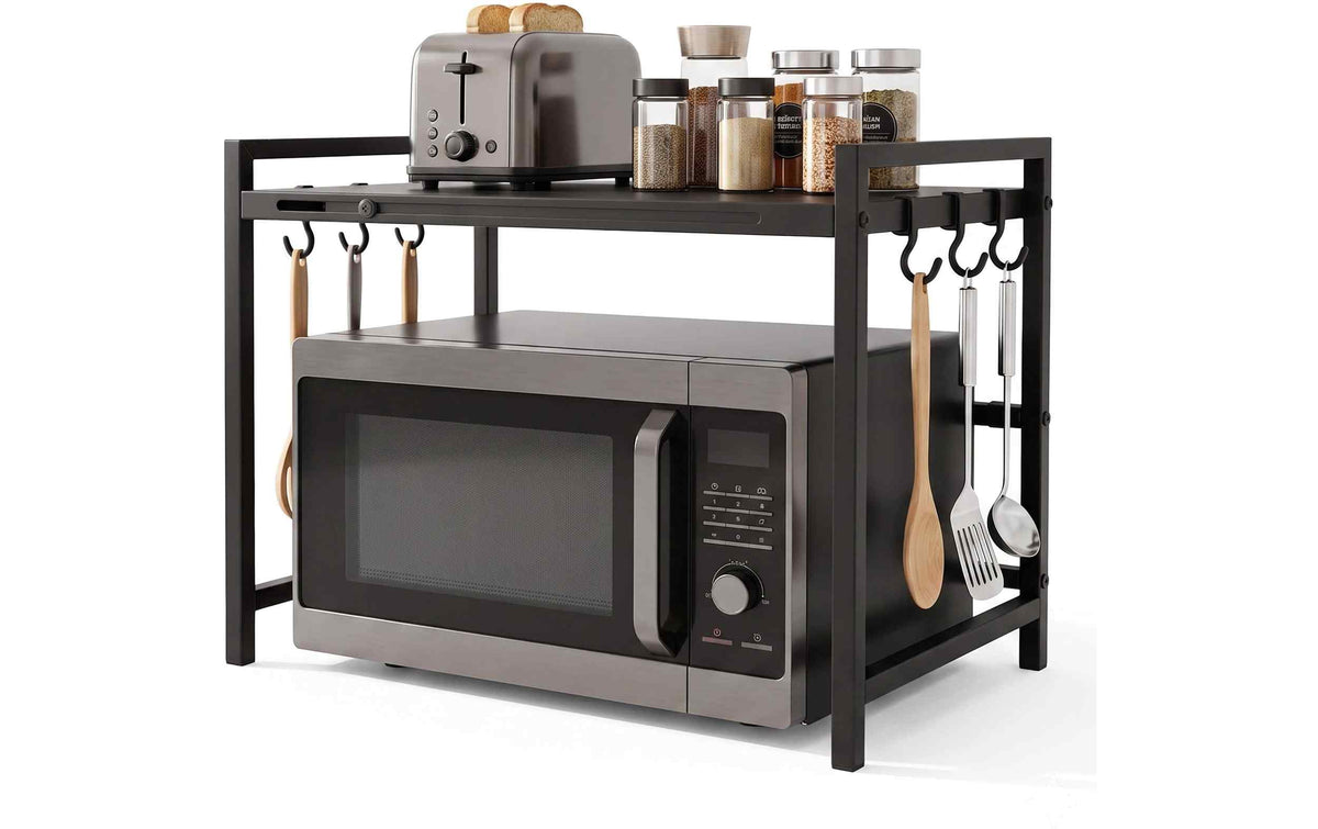 Relaxdays Mikrowellenständer Ausziehbar Schwarz 32–65 cm