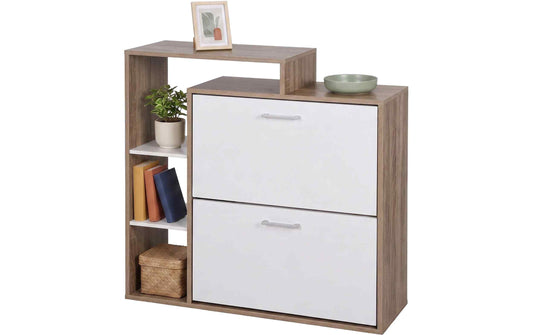 Relaxdays Schuhkipper 80 x 90 cm Braun/Silber/Weiss