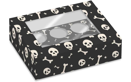 BackshopSchweiz Cupcake Box 6 Halloween Totenkopf 2 Stück, Schwarz