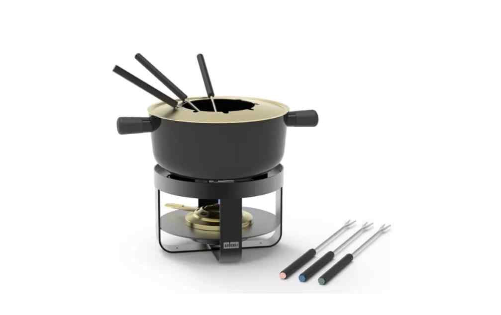 Stöckli Fondue-Set Steel Pot Emotion BL 9 Teile, Schwarz