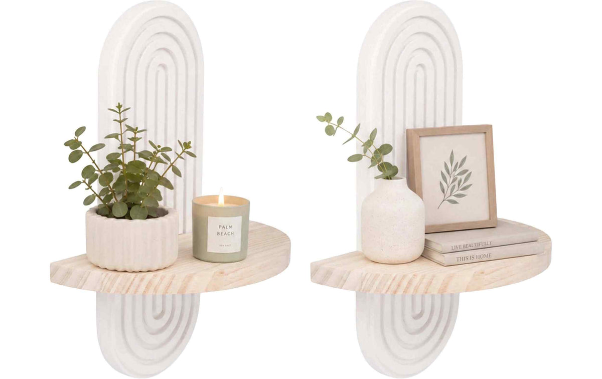 Relaxdays Wandregal Boho 2er-Set Hellbraun/Weiss