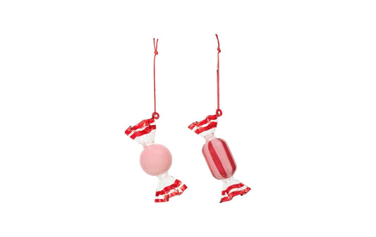 Broste Copenhagen Weihnachtsschmuck Glasanhänger 6 Stück Dusty Pink/Rot