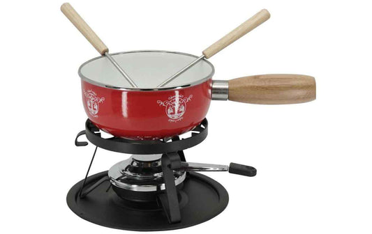 Nouvel Käsefondue-Set Hirsch-Paar 5 Teile, Rot/Weiss