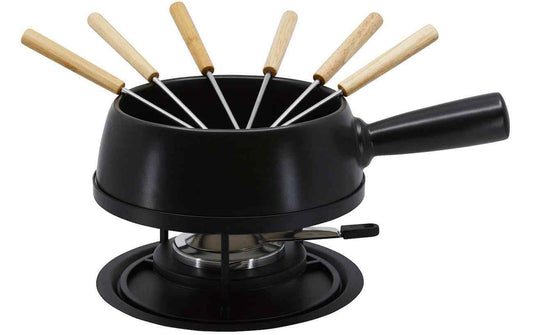 Kadastar Käsefondue-Set Medium Pure 9 Teile, Schwarz