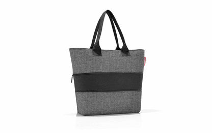 Reisenthel Shopper in Grau mit breitem schwarzem Querstreifen und langen Henkeln