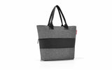 Reisenthel Shopper in Grau mit breitem schwarzem Querstreifen und langen Henkeln
