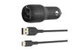 Belkin Autoladegerät Boost Charge 2-Port USB-A 24W + USB-C Kabel