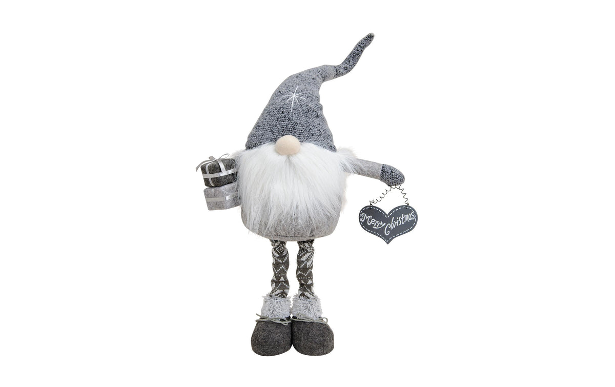Weihnachtsfiguren Wichtel aus Filz und Strick 70 cm Grau