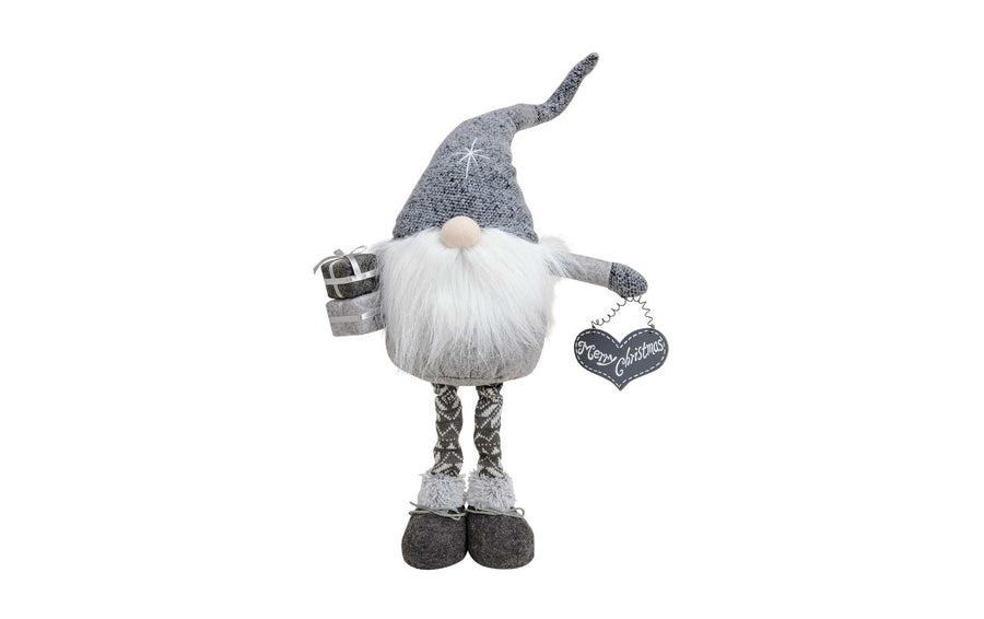 Weihnachtsfiguren Wichtel aus Filz und Strick 70 cm Grau