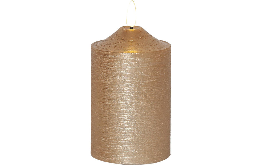 Star Trading LED-Kerze Pillar Flamme Ø 7.5 x 15 cm, Gold