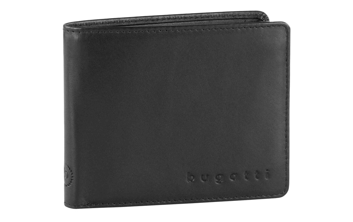 Bugatti Primo Portemonnaie aus schwarzem Leder mit geprägtem Logo