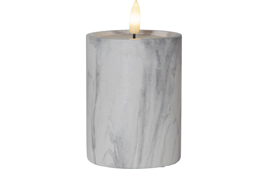 LED-Kerze Pillar Flamme Marble mit Timerfunktion