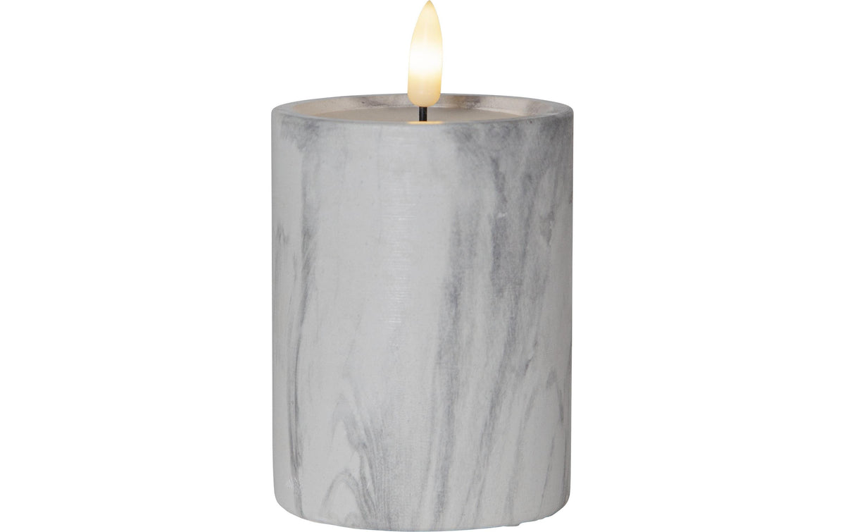 LED-Kerze Pillar Flamme Marble mit Timerfunktion