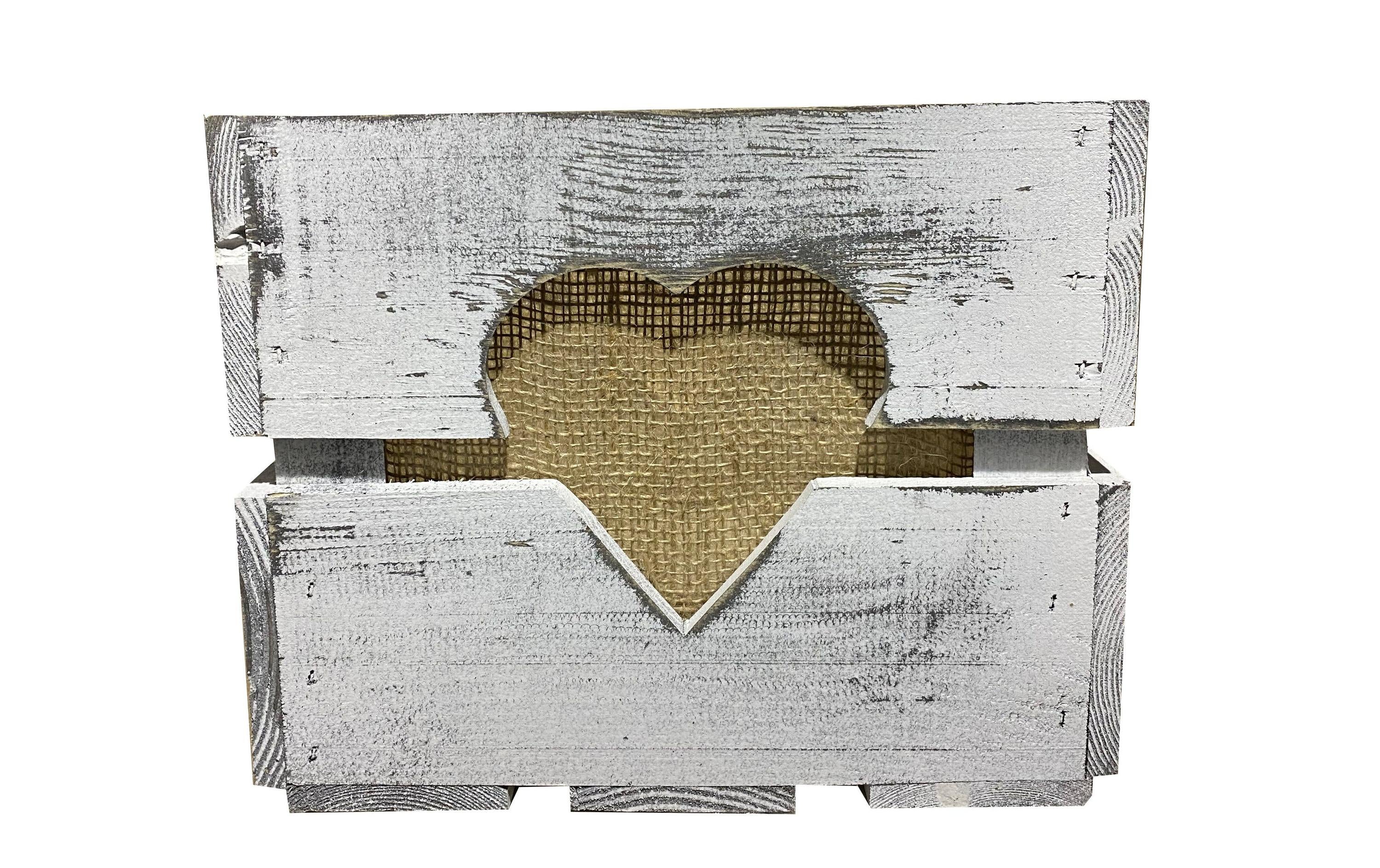 Holz Zollhaus Holzharasse mit Herzausschnitt, Shabby