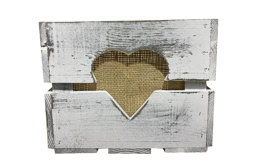 Holz Zollhaus Holzharasse mit Herzausschnitt, Shabby