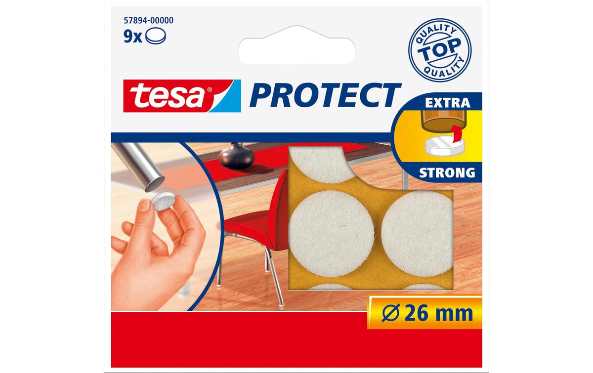 Filzgleiter Protect Ø 26 mm Weiss 9 Stück Möbelzubehör tesa