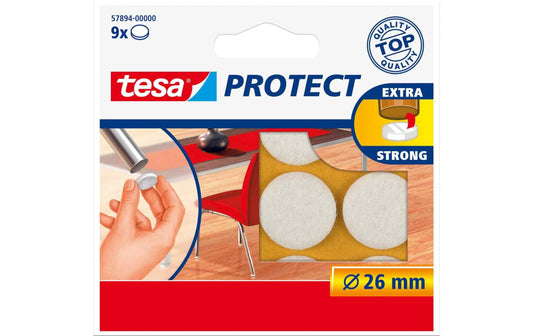 tesa Filzgleiter Protect Ø 26 mm 9 Stück, Weiss