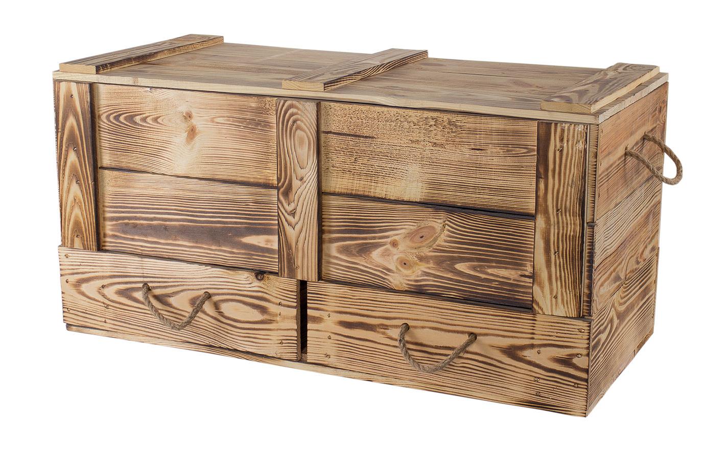 Holz Zollhaus Vintage Holztruhe,2Schubladen 40x85x38.5 cm