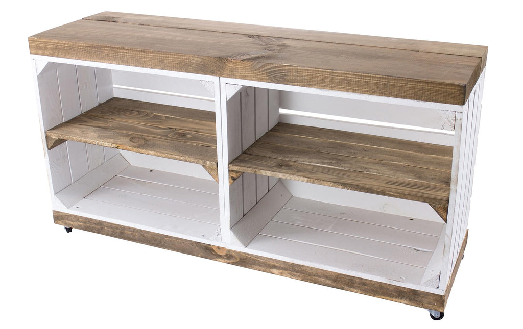 Holz Zollhaus Regal auf Rollen Vintage