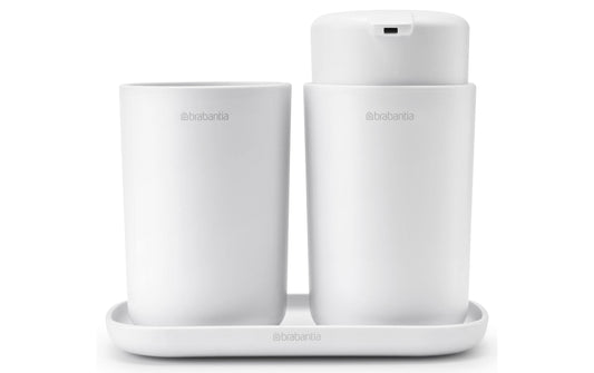 Brabantia Seifenspender-Set ReNew mit Zahnputzbecher und Schale Weiss