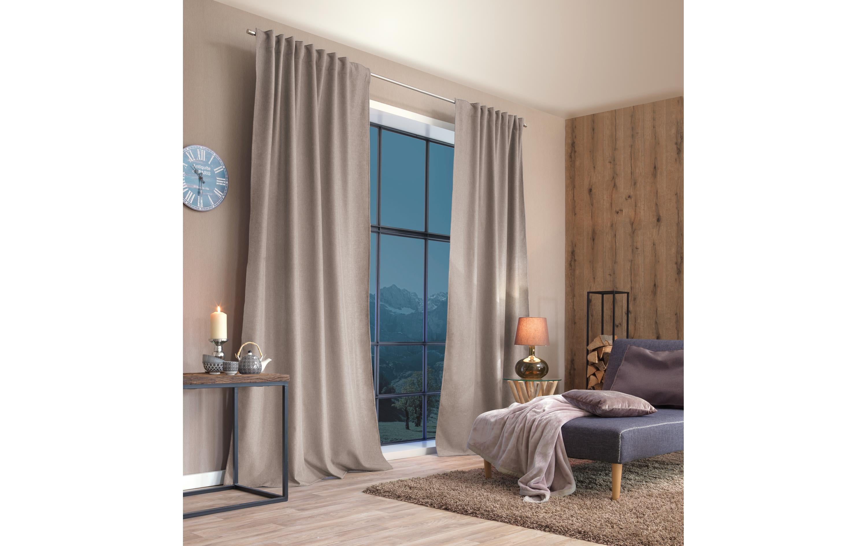 Stotz Fertigvorhang mit Faltenband Deko Thermo, Samedan 135 x 145 natur, 100% PES