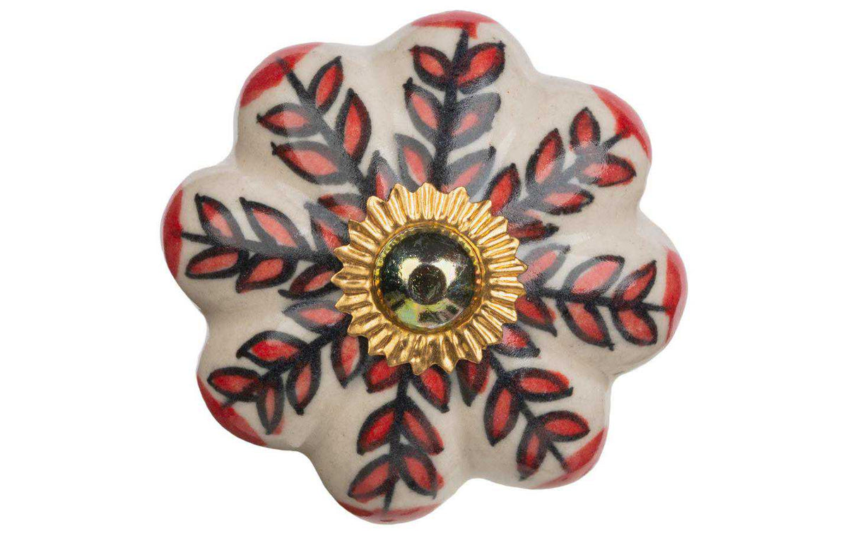 Tranquillo Möbelgriff handgemacht, Ø 4.5 cm, Weiss/Gold