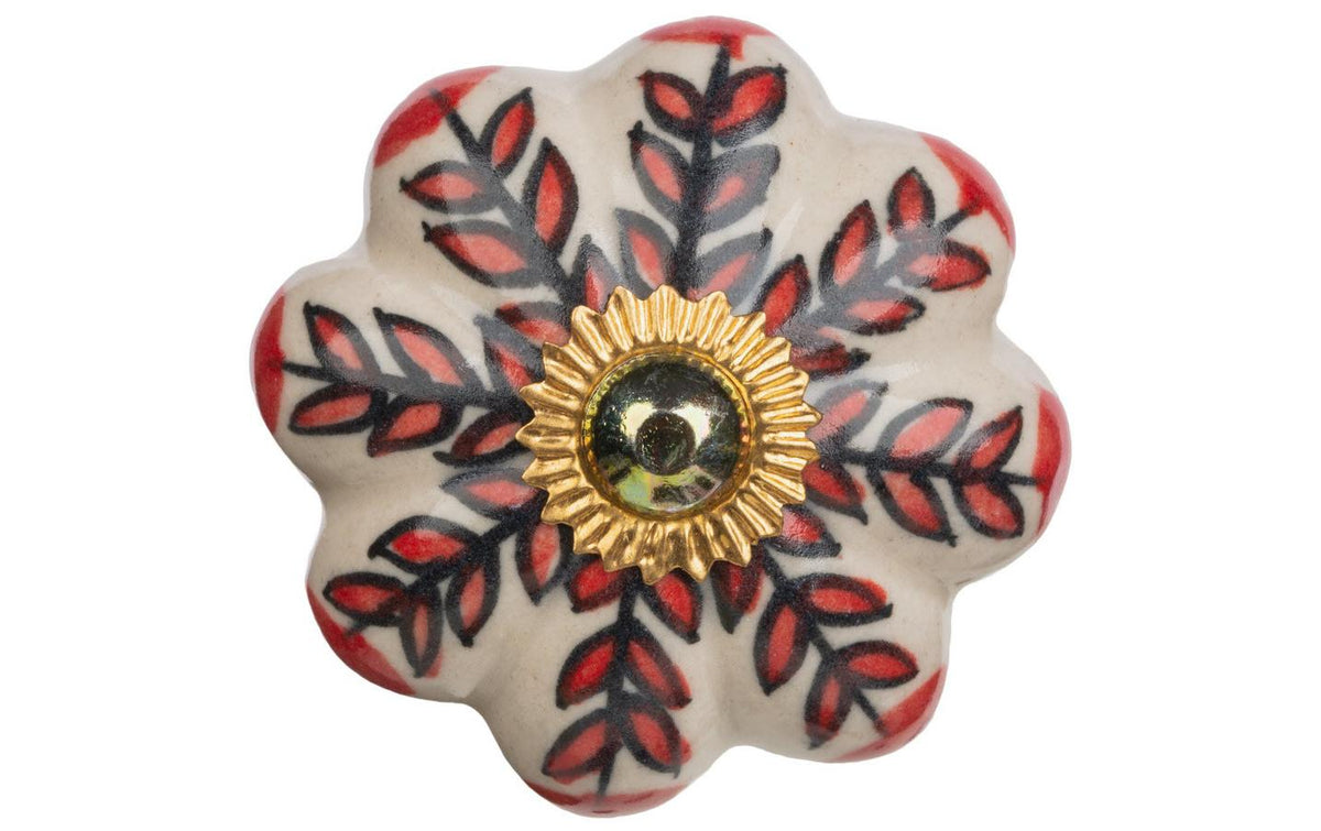 Möbelgriff handgemacht Weiss/Gold Ø 4.5 cm Tranquillo
