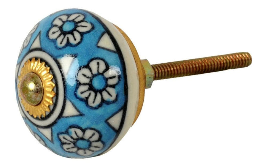 Möbelgriff Ø 4 cm Blau/Gold Handgemacht Tranquillo