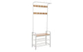 VASAGLE Garderobe mit Schuhablage 183 cm, Weiss/Nature