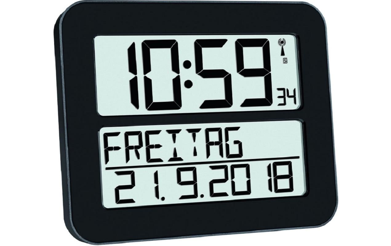 TFA Digitale Funkuhr TIMELINE MAX Exklusive 4 x 1,5 V AA, Schwarz