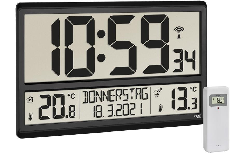 TFA Funk-Wanduhr mit Aussentemperatur ohne Batterie, inkl. Sender 30.3248.02