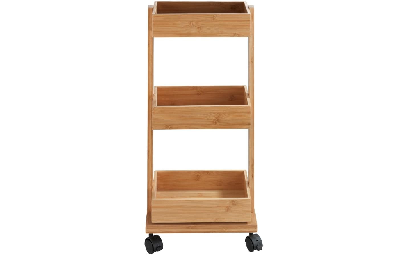 Wenko Haushalt- und Badwagen Tortona Braun Holz, Grundmaterial: Holz