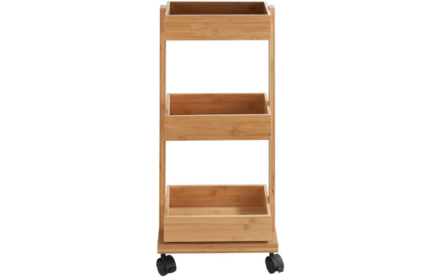 Wenko Haushalt- und Badwagen Tortona Braun Holz, Grundmaterial: Holz