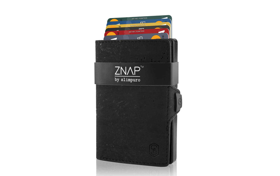 ZNAP Portemonnaie Slim Wallet Kork Black, 8er
