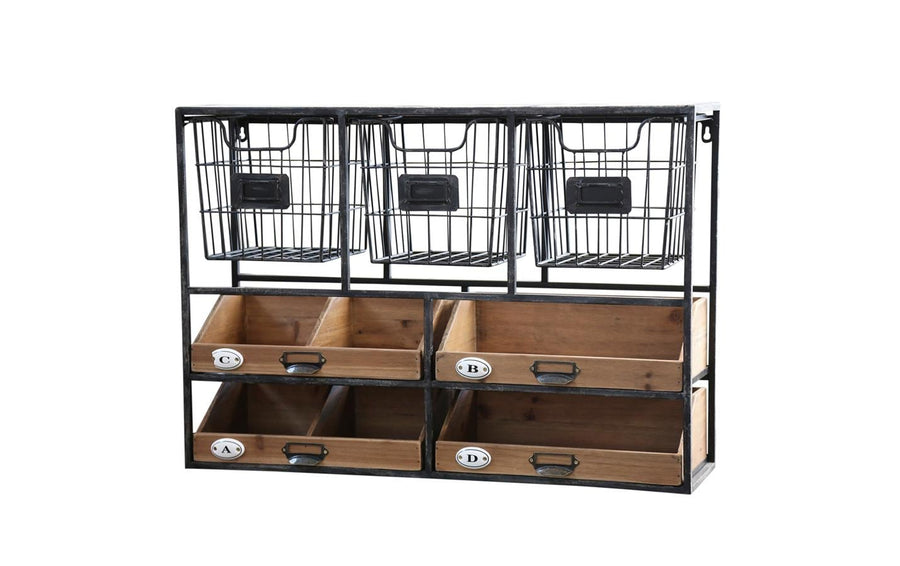 Chic Antique Wandregal mit Schubladen