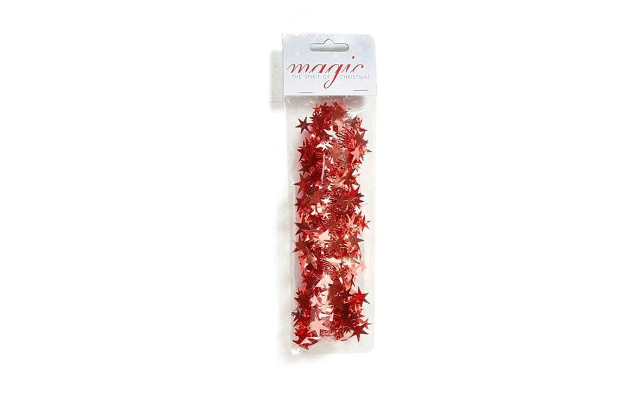 Holly & Jolly Weihnachtsschmuck Spirale mit Sternen 7.5 m, Rot
