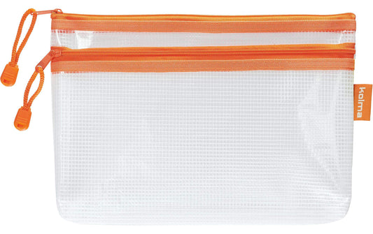 Kolma Etui Mesh Bag Orange/Transparent, 25x16cm