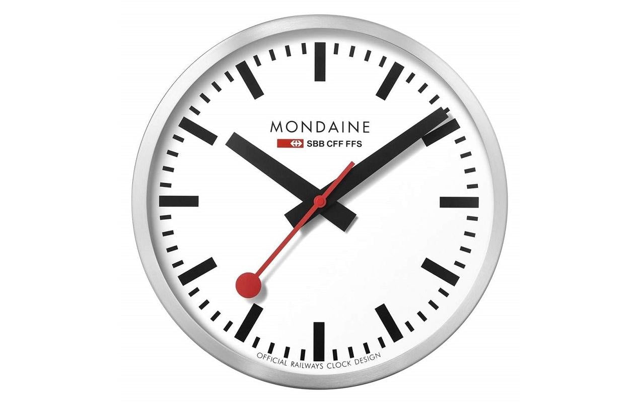 Mondaine Wanduhr Aluminium 25cm Analoguhr, Quarz Uhrwerk