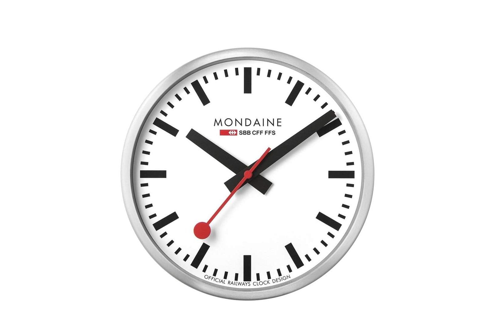 Mondaine Wanduhr Smart stop2go,WiFi 25cm Aluminium, Analoguhr, Quarz Uhrwerk