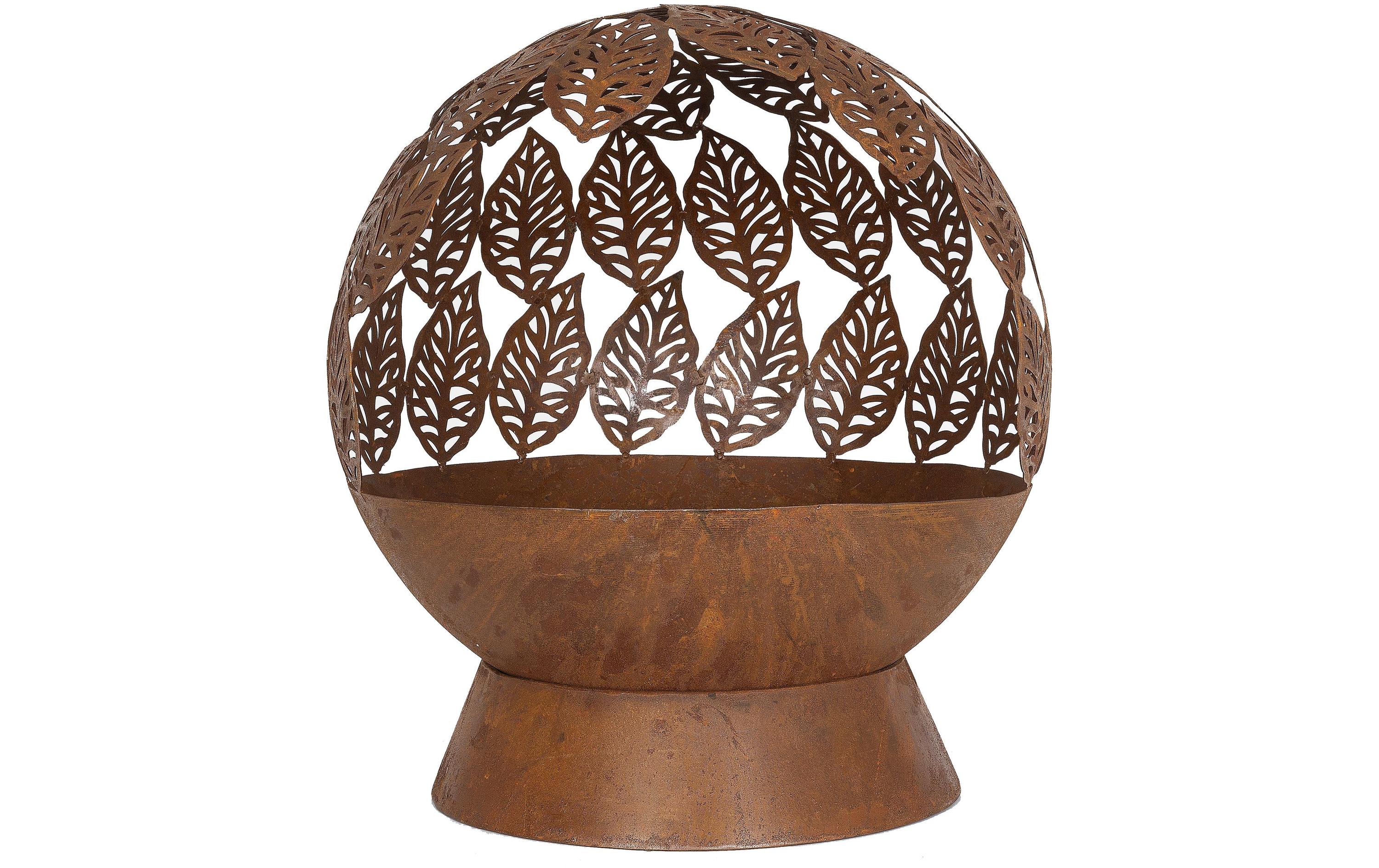 La Hacienda Feuerschale Stahl Blättermuster 61 cm mit Blättermotiv Grills & Feuerstellen La Hacienda