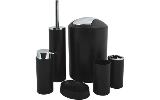 MSV Badezimmer-Set Hannah 6-teilig, Schwarz