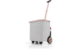 Reisenthel Einkaufstrolley Carrycruiser Twist Sky Rose mit grauem Stoff, rosafarbenen Details und Rollen