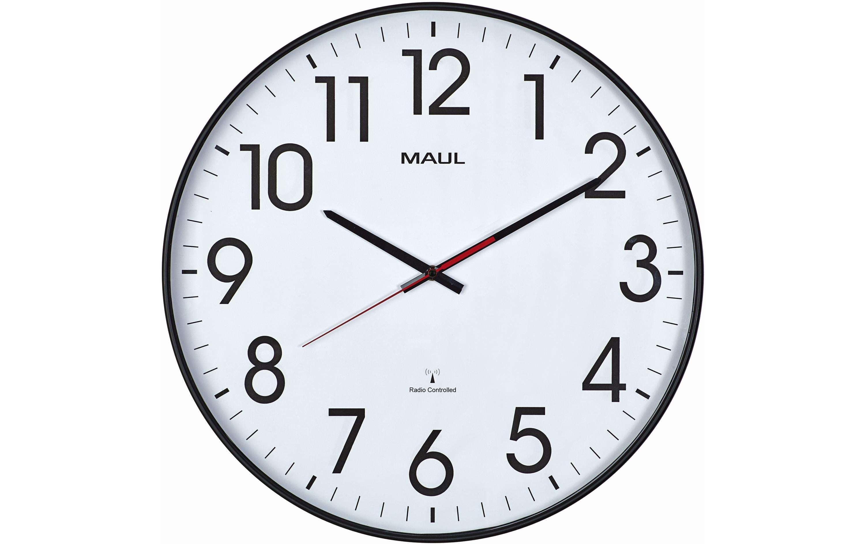 MAUL Wanduhr MAULclimb, Weiss-Schwarz D: 47cm , T: 5.5 cm, Funkuhr