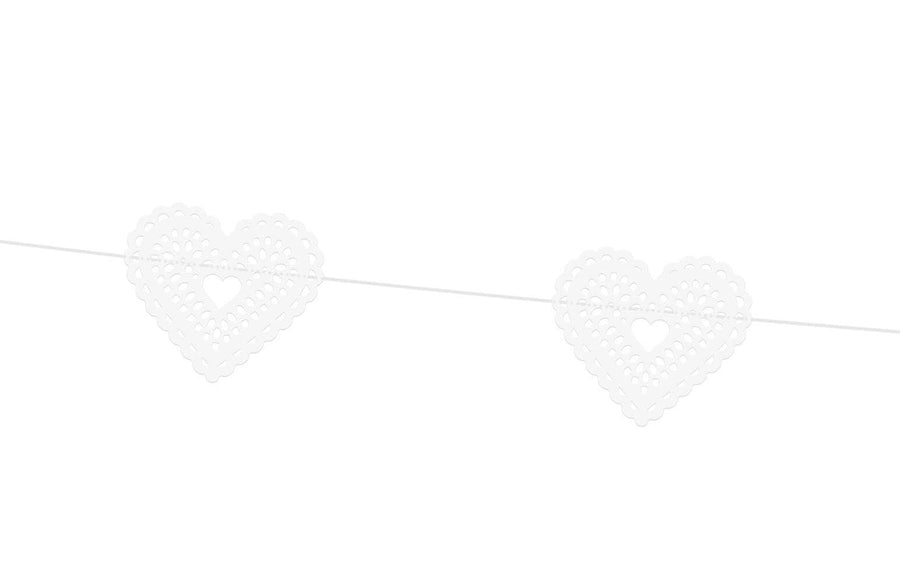 Partydeco Girlande Herzen 1.8 m, Weiss