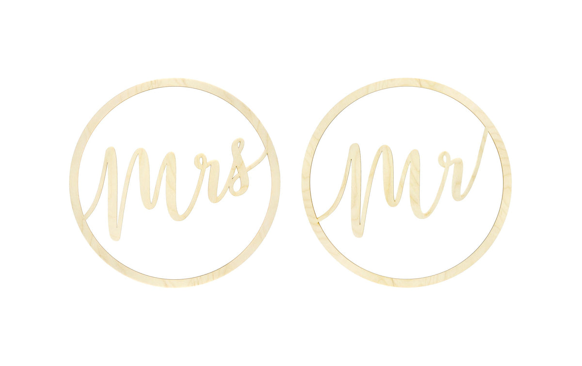 Partydeco Hochzeitsaccessoire Mrs Mr D: 38 cm, 2 Stück, Braun