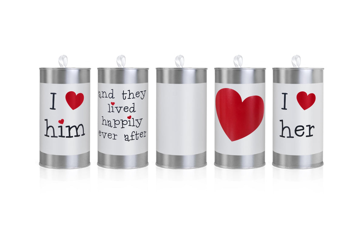 Partydeco Hochzeitsaccessoire Autodeko Blechdose Silber/Weiss/Rot