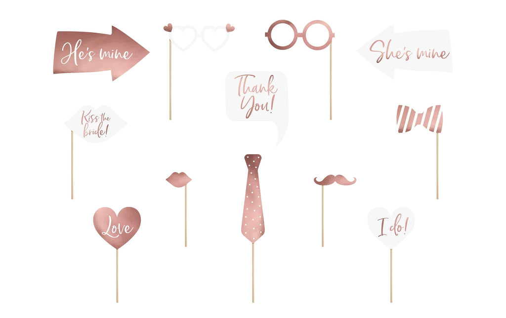 Partydeco Photo Booth Wedding Set Gold Papier